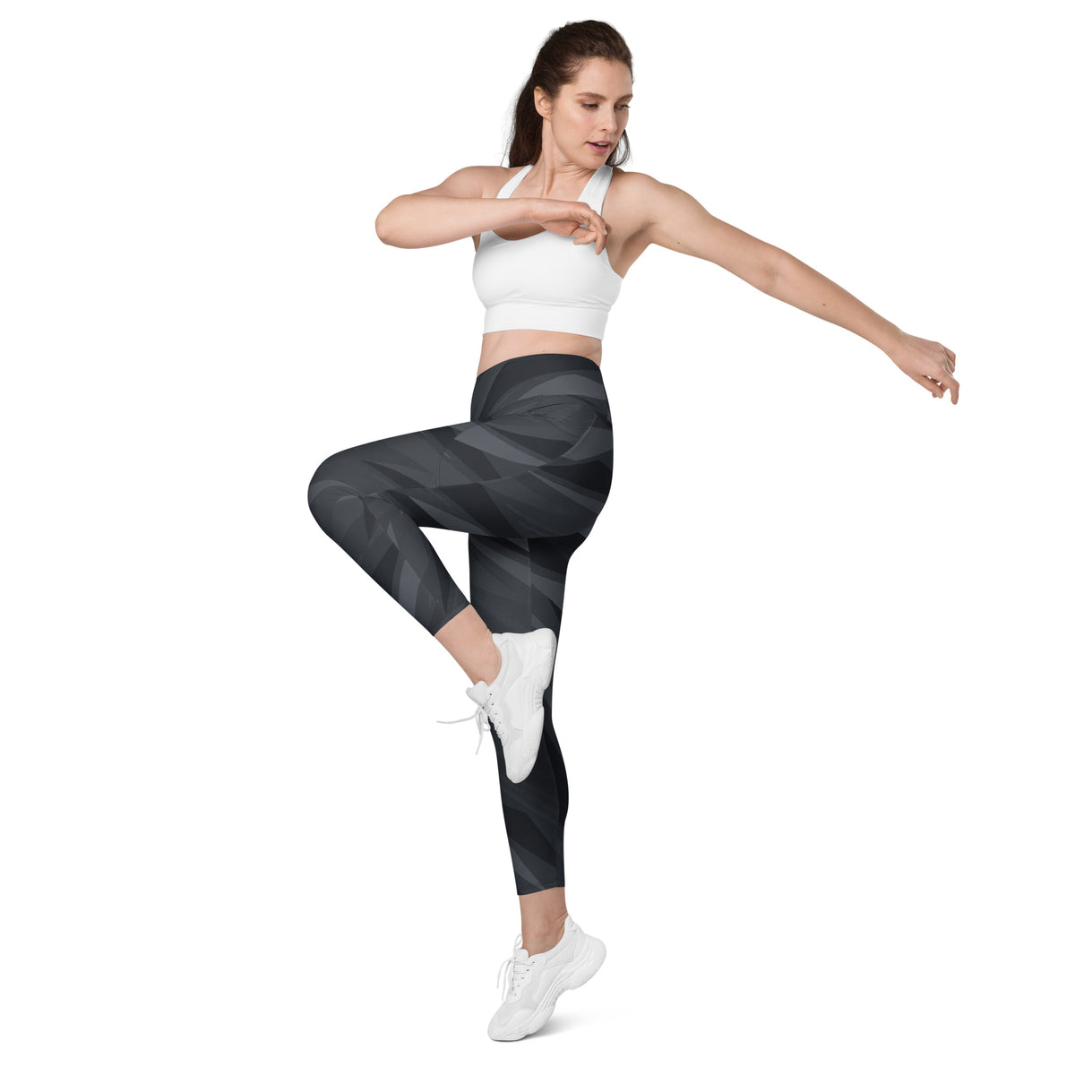 MIHT Pocket Performance Leggings, left-front lifestyle view