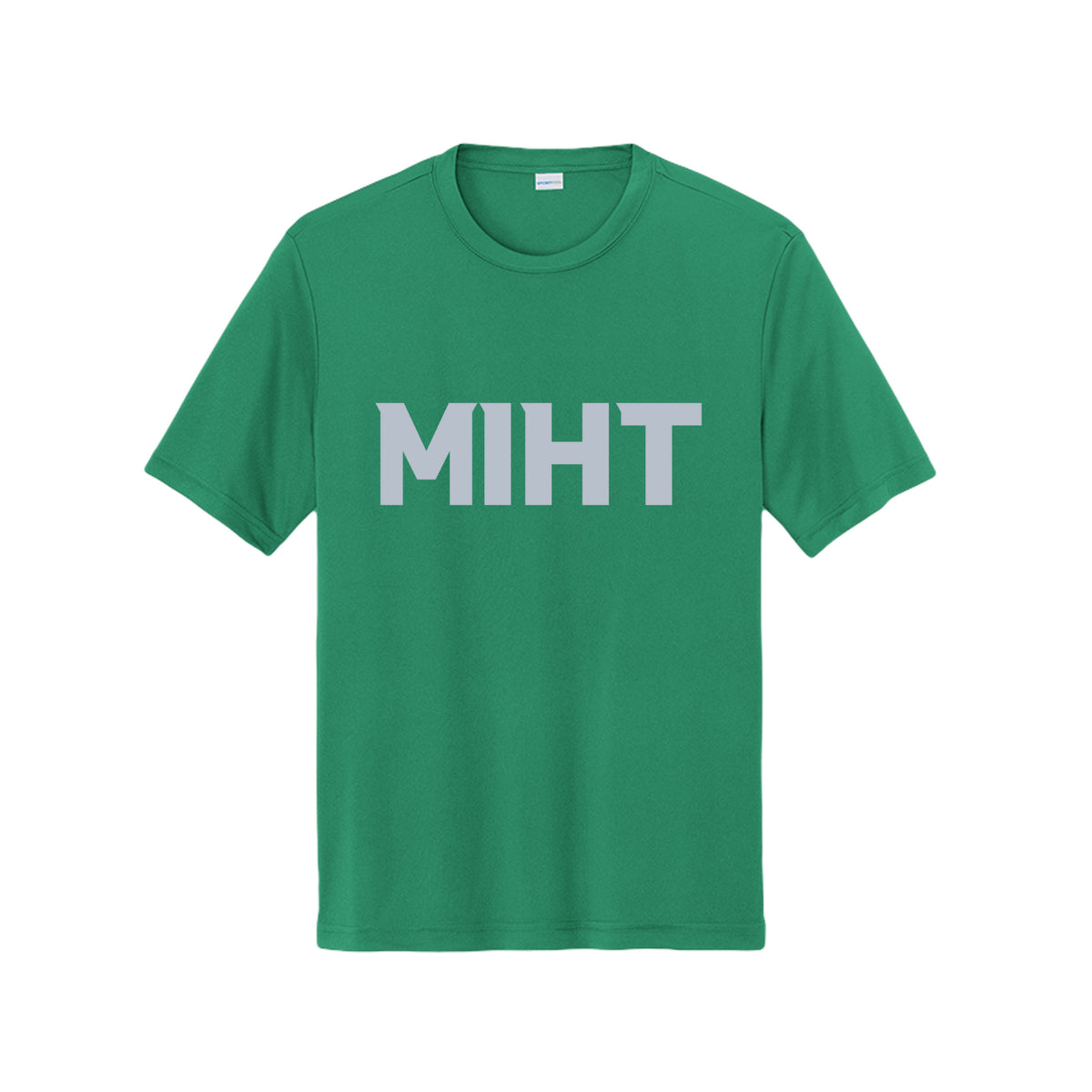 MIHT Core Performance Tee in kelly green, front view