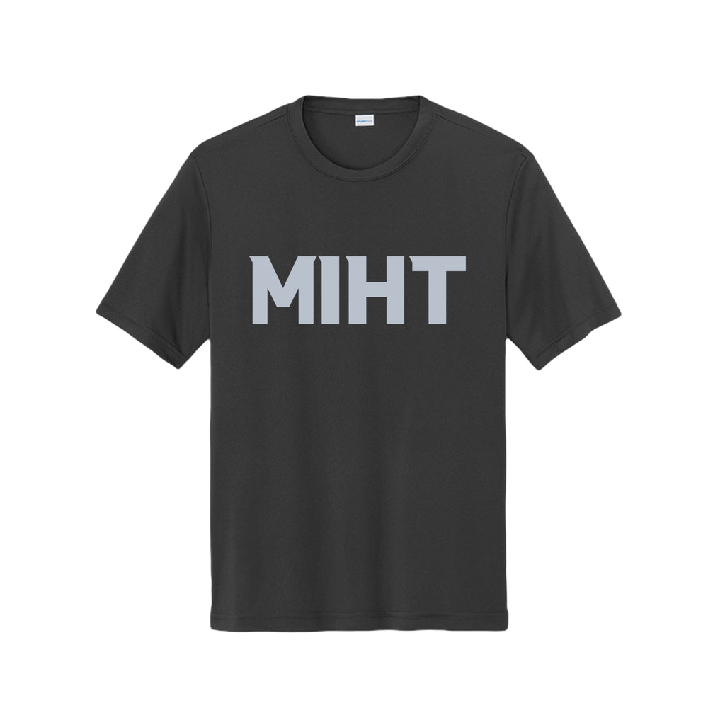 MIHT Do the Work Performance Tee in black, front view
