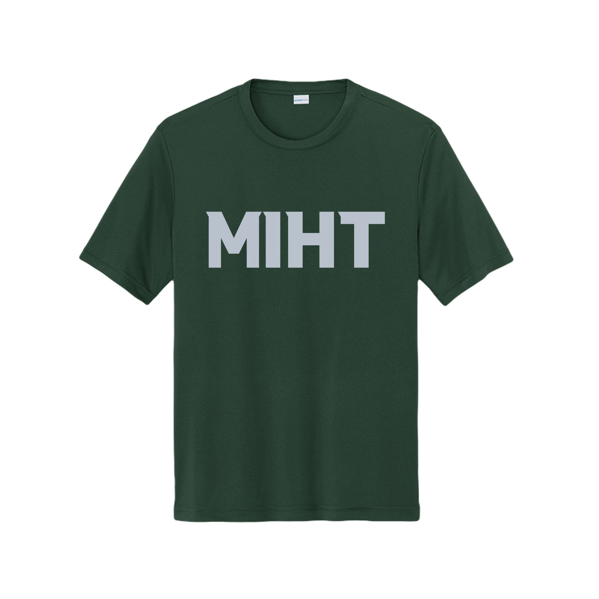 MIHT Do the Work Performance Tee in forest green, front view